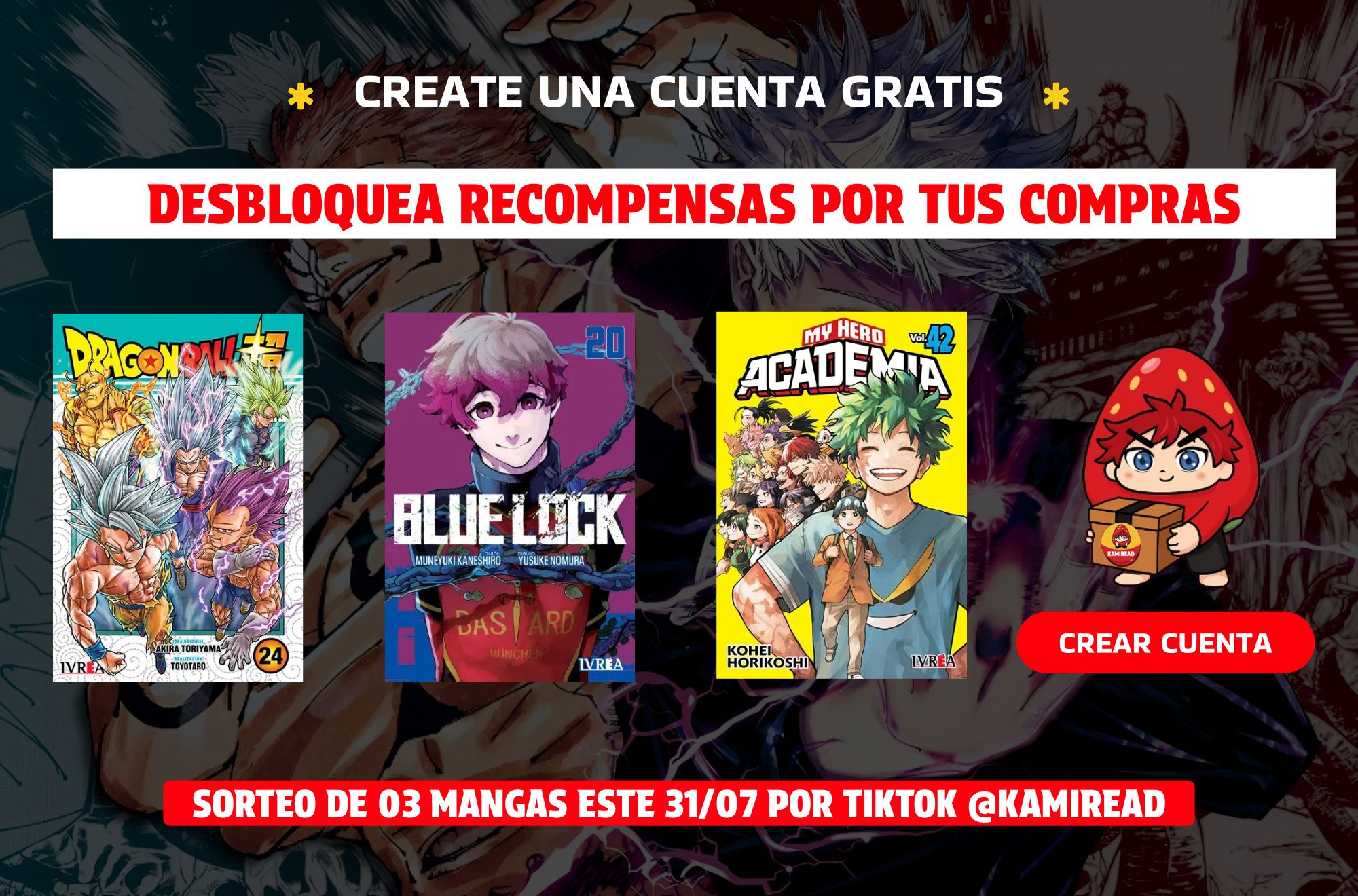 puedes obtener 3 mangas gratis por tu compra